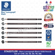 Staedtler Mars Lumograph Black 100B Pencil - HB, 2B, 4B, 6B, 7B, 8B