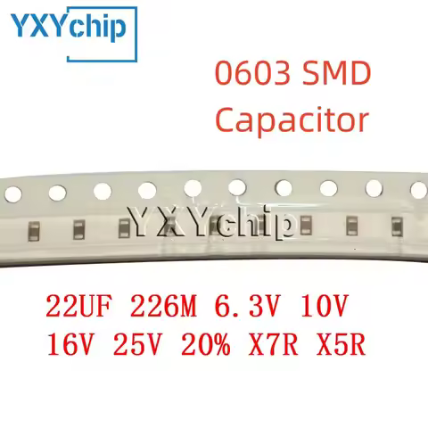 50PCS 0603 22UF 226M 6.3V 10V 16V 25V 20% X7R X5R SMD Chip Multilayer Ceramic Capacitor