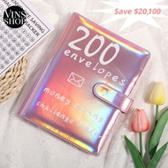 VINS 200 Days Envelope Money Saving Challenge Cash Note Book Binder Financial Budget Cash Planner Sa