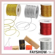 FAY 20/100 Meters Hollow Metallic Cord Bracelet Making Packaging Thread Christmas Strap Ribbon Tying Rope Gift Box Decor Tag Line DIY Gold Silver Red Tinsel String/Multicolor