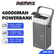 REMAX Power Pack Camping Type C 40000mAh Powerbank 22.5W Outdoor Fast Charging Digital Display Portable Battery RPP-596