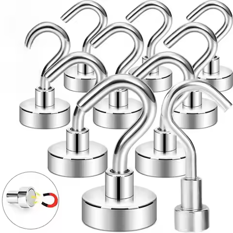 1/4/10Pcs Strong Neodymium Magnetic Hook Sucker Metal 12kg 5Pounds Diameter 20mm Magnets Quick Hook
