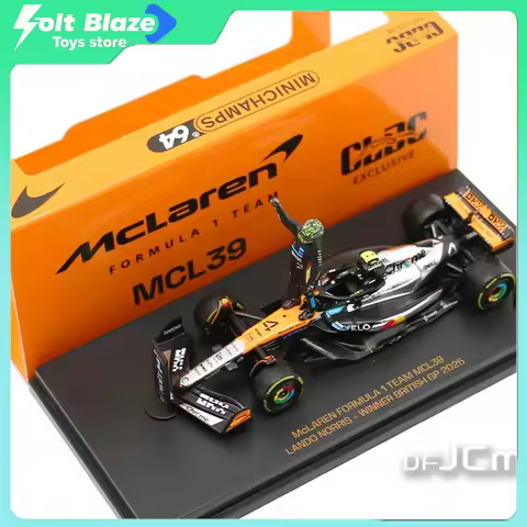 Minichamps 1/64 McLaren MCL39 Diecast Car Model Lando Norris 2025 British GP Winner Chrome Livery F1