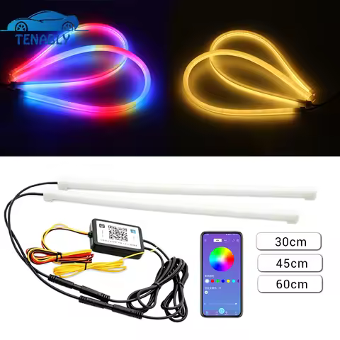 Dynamic Drl RGB Universal LED Headlights Strip Sequential Tun Signal Strip Neon Welcome Lamp Daytime