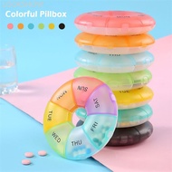LOOKSHOW Round Pill Case Plastic 7 Days Weekly Tablet Box Portable Tablet Storage Holder Travel Pill
