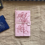 Pink Rain Lily Japanese Style High-value ins Style Hand-made TN Standard Embroidery Handbook Student