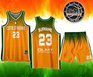 DLMT DESIGN FIBA CODE DLMT686 COTE D'IVOIRE FULL SUBLIMATION JERSEY (FREE CHANGE TEAMNAME, SURNAME A