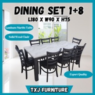 TXJ - 2000+3880 Laminate Marble Top Dining Set Dining Table Meja Makan Meja Murah 8 Seater Set