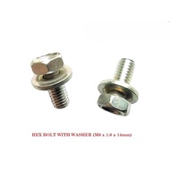 [READY STOCK] HEX BOLT WITH WASHER (M6 X 1.0 X 14mm)
