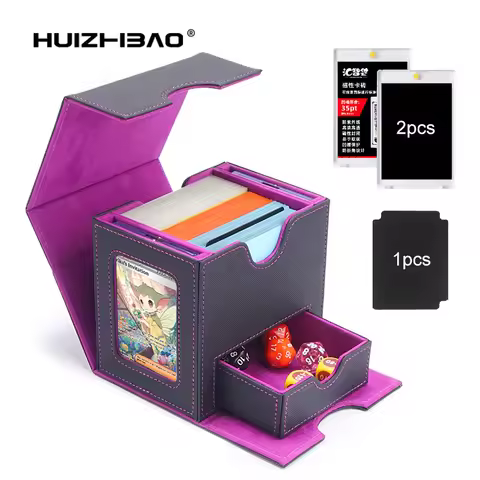 card Deck Box for MTG, Double Storage Box with 2 Commander Display & 1 Dice Tray, Organizer for TCG 
