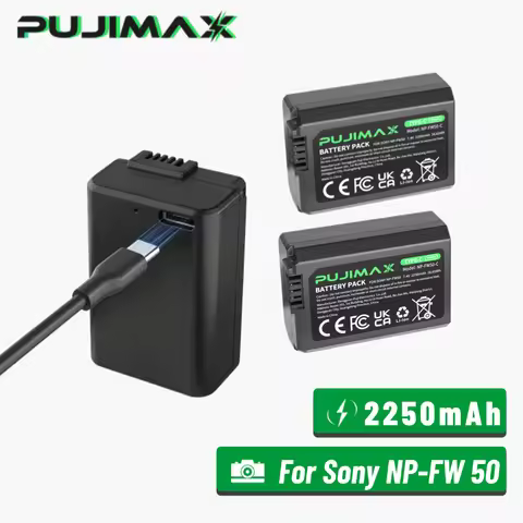 PUJIMAX 2250mAh NP-FW50 Type-C Direct Charge Camera Battery for Sony A6000 A6400 A6300 A6500 A7 A7II