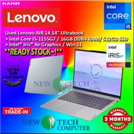 #LA348 USED LENOVO AIR 14 INTEL i5-1155G7 16GBD4 512GB SSD INTEL IRIS XE GRAPHICS 14 Inch FHD SLIM C