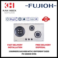 FUJIOH FH-GS5035 SVSS GAS HOB WITH 3 DIFFERENT BURNER SIZES - 1 YEAR LOCAL WARRANTY