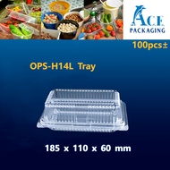 OPS-H14L Tray / Plastic Tray with Lock / Bakery Disposable Plastic Food Box / Bekas Makanan - Clear