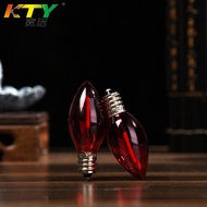 8 ️ ⃣ C7E12 Tongming Red Small Candle Light Electric Candle Bulb God of Wealth Buddhist Niche Bulb L