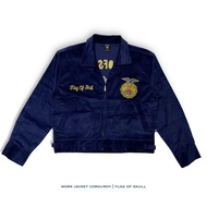 Corduroy Work Jacket (Boxy fit), Flagofskull Official - Navy blue (FFA Jacket)