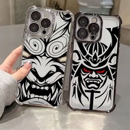 Hannya Oni Warrior Ghost Mask Electroplated Case For Samsung A57 5G A37 A17 A07 Clear Casing Galaxy 