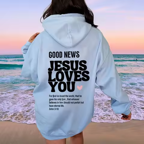 GOOD NEWS JESUS LOVES YOU Hoodie Christian Sweatshirt Jesus Hoodie Trendy Hoodie Bible Verse Shirt U