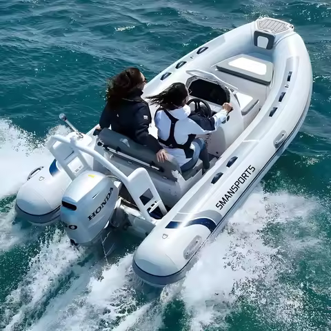 Inflatable Aluminum Floor PVC Hypalon Rescue Rowing RIB Boat With Ladder And Bimini Top