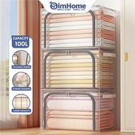 SimHome 24L/66L/100L Clothes Storage Box Transparent Foldable Storage Bins With Lids Waterproof Stor