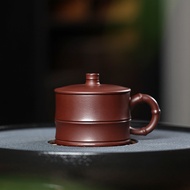 Yixing Purple Clay Tea Cup with Lid Purple Clay Green Section Clay Bamboo Cup Single Only Master Tea