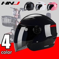 HNJ Helmet Motor Orang Dewasa Helmet Motor Murah Half Cut Helmet ABS Adult Motorcycle Helmet Open Face Helmet Black Visor