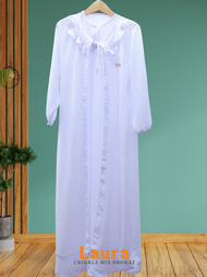 Geka Collection - Gamis Syari LAURA Dress Muslim Panjang Cringle Airflo mix Brokat Malika Motif Polo
