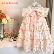 Bear Leader 2 3 4 5 6 7 Years Summer Flower Girls Princess Dresses Flying Sleeve O-neck Beach Party 