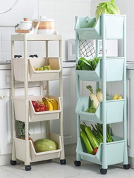 Trolley Rack Bathroom Floor Multi-Layer Movable Storage Rack Kitchen Vegetable Shelf Toy Snack Storage Rack