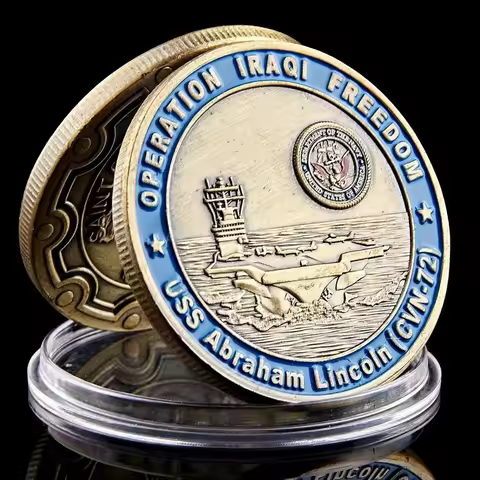 USA Operation Iraqi Freedom USS Abraham Lincoln Aircraft CVN-72 Carrier Bronze Collectible Challenge