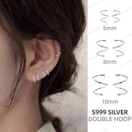 Miss.Ing · S999 Silver Double Rings Helix Hoop Earring · Hypoallergenic Sterling Silver Earrings EHA