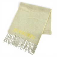 全新未使用商品 △BURBERRY 8076563 羊駝毛馬海毛 Logo 流蘇大圍巾披肩 米黃色 210 x 50cm 意大利製造 正品 女士