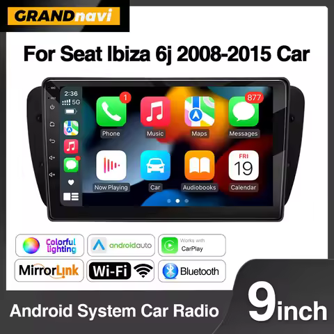 Grandnavi 9inch Android 13 Car Radio For Seat lbiza 6j 2008-2015 Multimedia Video Player Wireless Ca
