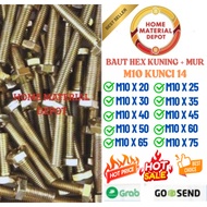 M10 Yellow Bolt Nut Key 14 1pcs | Yellow Hexagonal Bolt and Nut | Pitch 1.25 | M10 NUT | M10 PLATE