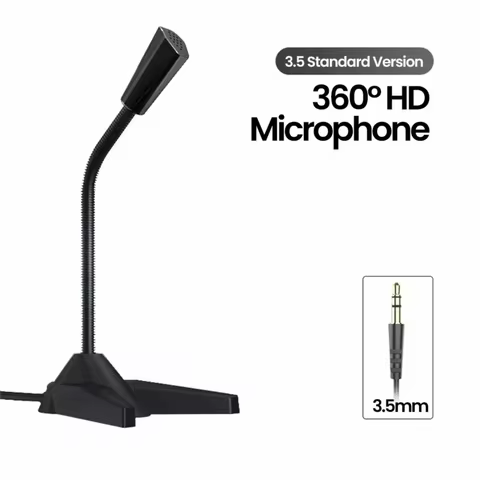 Mini Microphone Desktop Microphone HD Microphone Noise Cancelling USB Microphone Stand Holder 3.5mm 