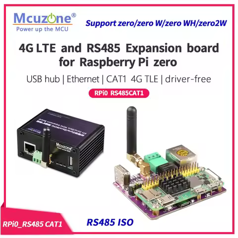 model:RPi0_RS485CAT1,ZERO CAT1 4G LTE and 100Mbps Ethernet expansion board for Raspberry Pi zero/zer
