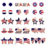 16Pairs Patriotic Earrings 4th of July American Flag Earrings for Women Enamel Heart Star Butterfly
