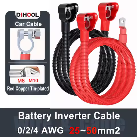 Adjustable Soft Car Battery Silicone Cable 4AWG 0AWG 25MM2 50MM2 Corrugated Stainless Steel Nut Term