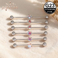 1pc Multicolor Crystal Barbell Piercing 14G Industrial Barbell Piercing G23 Titanium Barbell Piercin