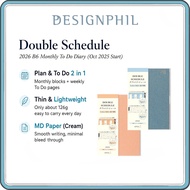 MIDORI Double Schedule Diary 2026 B6 Monthly To Do Planner 15 Months Oct 2025 Start MD Paper Blue 22