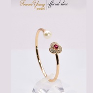VT23 - 8 -9 mm Freshwater Pearl Bracelet and CZ stone, High Quality Durable Gold Plated Bracelet