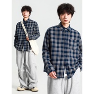 Afraid of Living Deer Autumn American Retro Brushed Plaid Long-Sleeved Shirt Jacket Men Women Casual