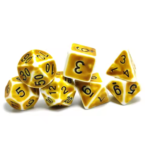 Game Dice Polygon White Yellow dice set D&D Role-playing board game D4 D6 D8 D10 D12 D20