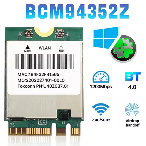 FENVI 1200Mbps Dual band Wireless BCM94352Z WiFi Network Card NGFF M.2 BT4.0 2.4Ghz/5G Dual Band 802