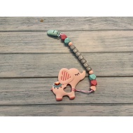 Customised Pacifier Teether Clip - Mint & Pink (Without Teether)