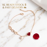 Bracelet Korea Style Heart Charm Sweet Student BFF Jewelry Girl KB16 Gift Hadiah Birthday