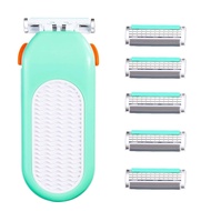 Domon dolly Razors for Women 6 Refills 3 Blades Shaver for Face Legs Bikini area, Comfort Glid, Gree