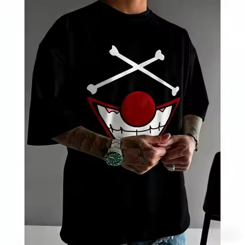 One Piece Yonko Buggy Unisex T-shirt 2026 Summer New Popular Anime Print American Casual Family Shor