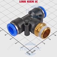 [2 Pieces]- PB10-03 Pneumatic Connector With T-Thread Pipe 10mm External Thread 16mm, 3/8inch Linhki