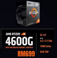 AMD Ryzen 5 4600G - 6 Cores & 12 Threads Desktop Processors with Radeon Graphics  AMD AM4